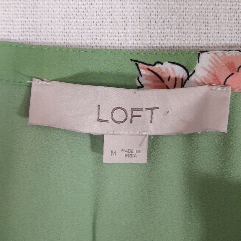 LOFT Babydoll Peasant Top Size Medium Empire CottageCore Boho Chic Floral Green - Picture 11 of 15